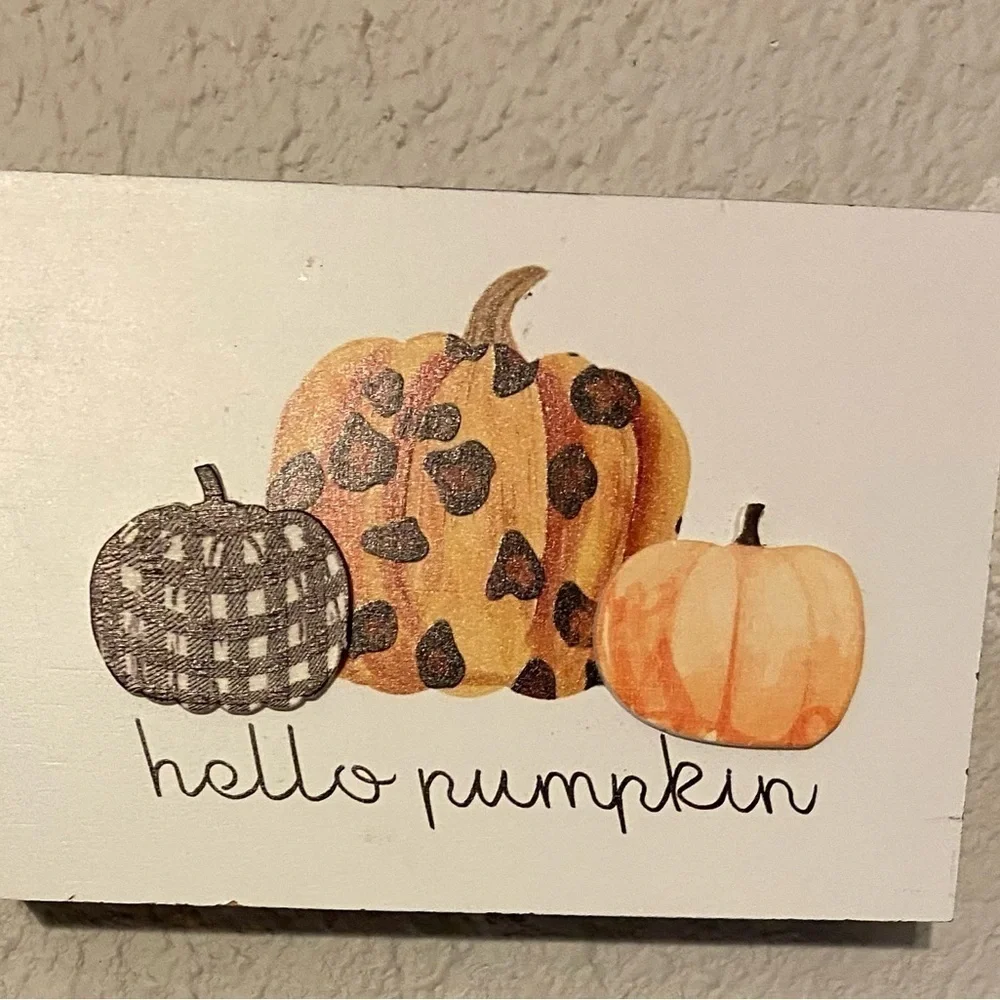 Hello Pumpkin Leopard wall sign 4x6